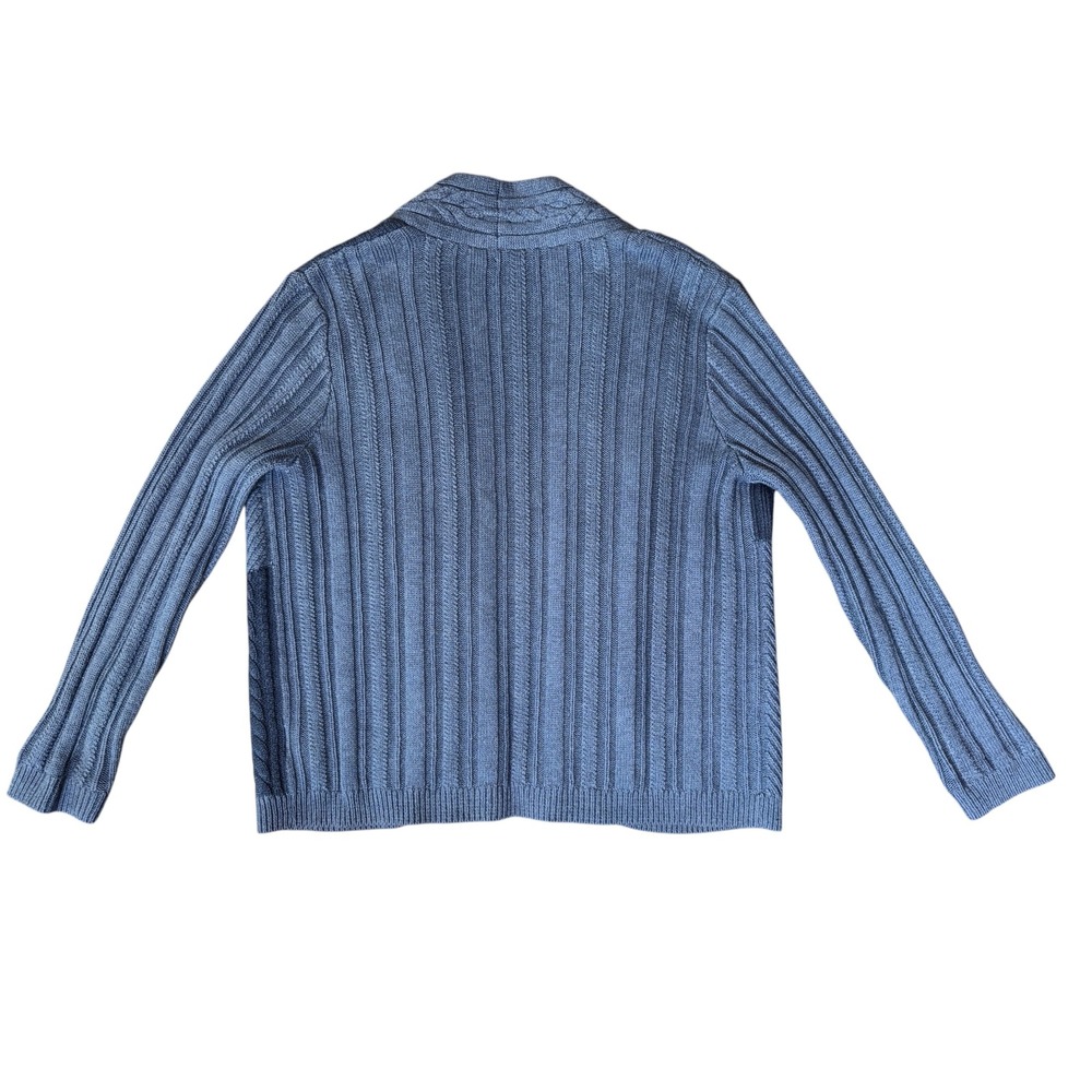 Patchwork Grandpacore Academia Cable Knit Cardigan Sweater XL Blue Gray Men's - Picture 7 of 8